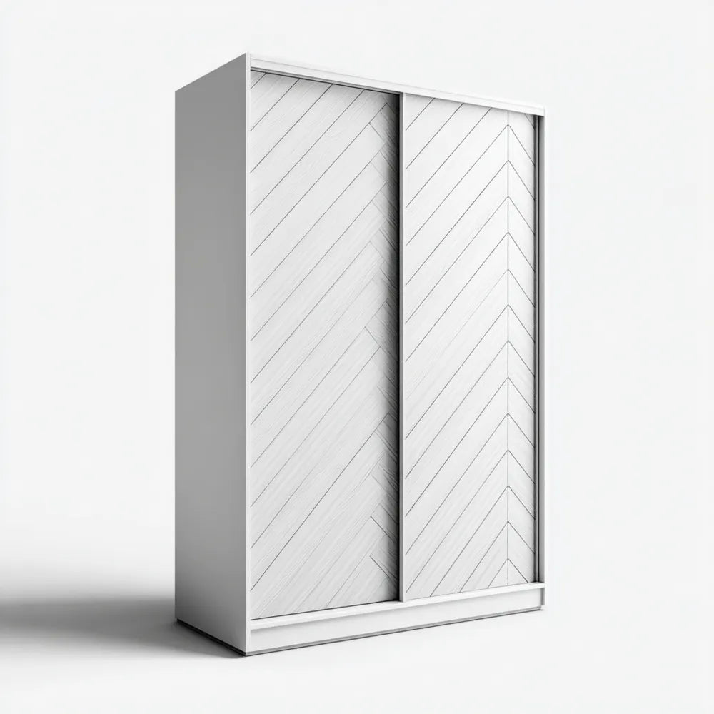 Wardrobe with Sliding Doors 180x60x200 cm - White - Modern Design